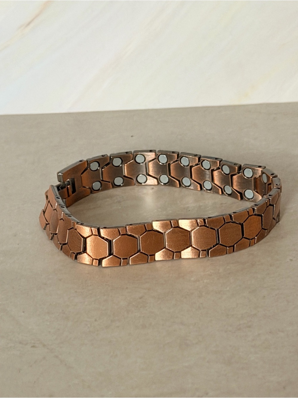 Mens Copper Magnetic semi circle design Link Bracelet Can Remove Links